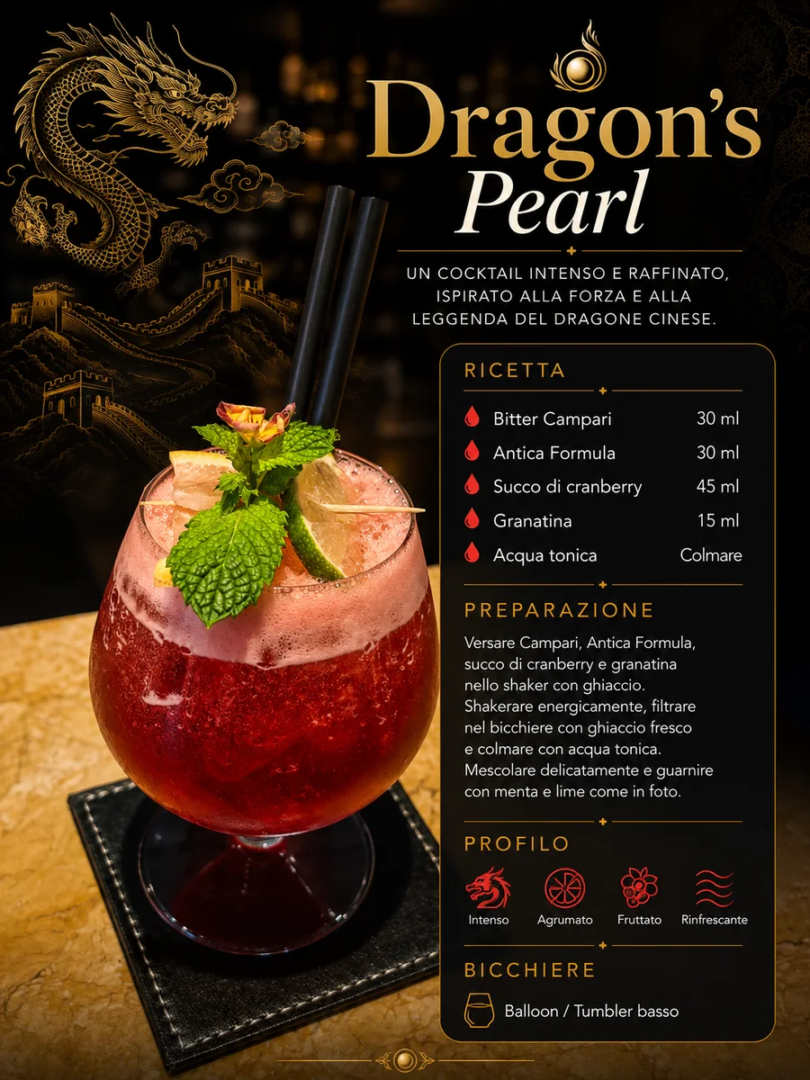 Scheda del cocktail Dragon’s Pearl di Max Rizzo