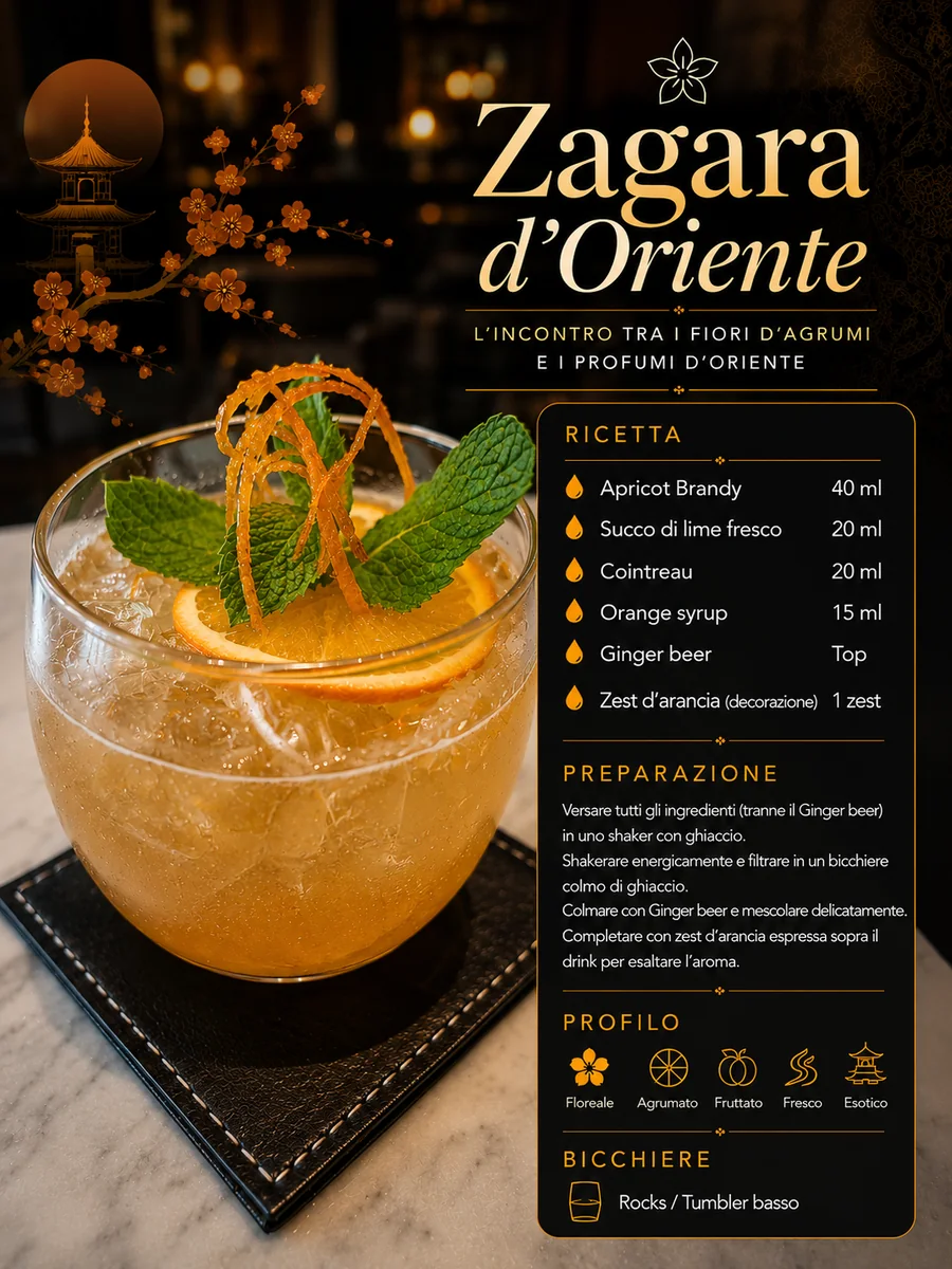 Scheda del cocktail Zagara d’Oriente di Max Rizzo